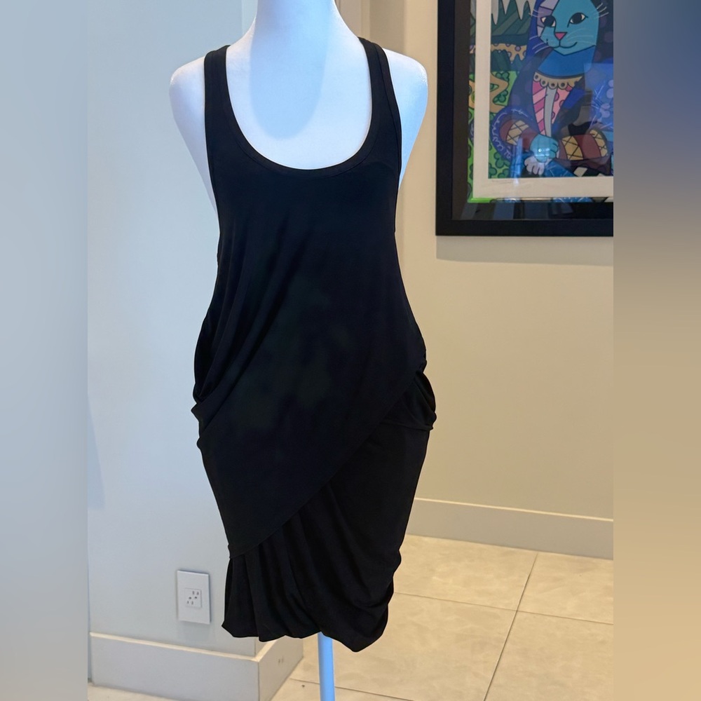 rag & bone Black Asymmetrical Draped Tank Dress